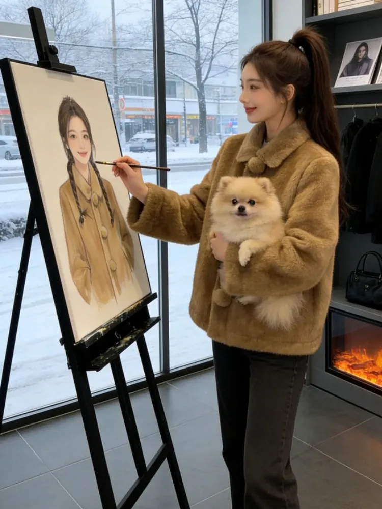 Fall Winter ular Plu Outerwear Women's Thiened Luxury Cleanfit Sle ort Coat Warm Fluffy Jaet Ele Faionable
Fall Winter ular Plu Outerwear Women's Thiened Luxury Cleanfit Sle ort Coat Warm Fluffy Jaet Ele Faionable