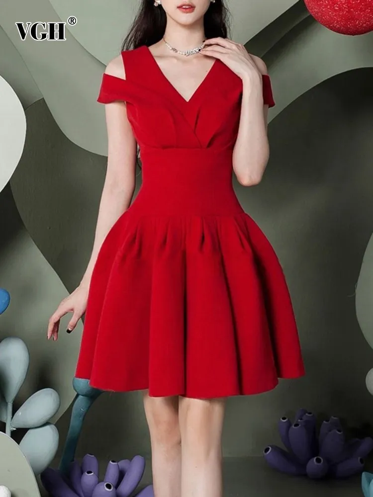 VGH solid hollow out elegant dress for women v neck short sleeve high waist spliced folds a line dresses female fashion clothes
VGH solid hollow out elegant dress for women v neck short sleeve high waist spliced folds a line dresses female fashion clothes