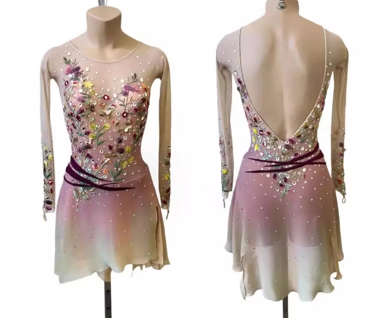 Women's Rhinestone Figure Skating Dress Gymnastics Leotard Dress Champagne Floral Competition Performance Dancewear
Women's Rhinestone Figure Skating Dress Gymnastics Leotard Dress Champagne Floral Competition Performance Dancewear