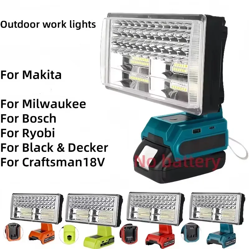 50W Outdoor Portable Work Light, Compatible with Dewalt/Makita/Milwaukee/Bosch/Ryobi/Black & Decker/Craftsman 18V Battery
50W Outdoor Portable Work Light, Compatible with Dewalt/Makita/Milwaukee/Bosch/Ryobi/Black & Decker/Craftsman 18V Battery