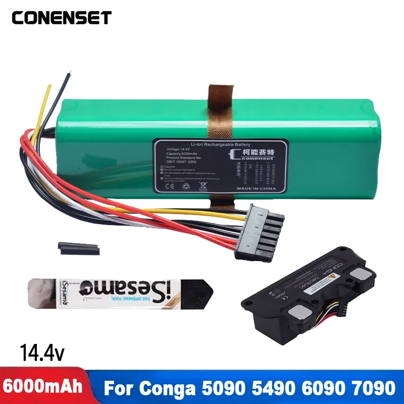 14.4V 6000mAh Replacement Battery For CECOTEC CONGA 5090 5490 6090 7090 Robot Vacuum Cleaner Accessories Spare Parts Tool
14.4V 6000mAh Replacement Battery For CECOTEC CONGA 5090 5490 6090 7090 Robot Vacuum Cleaner Accessories Spare Parts Tool