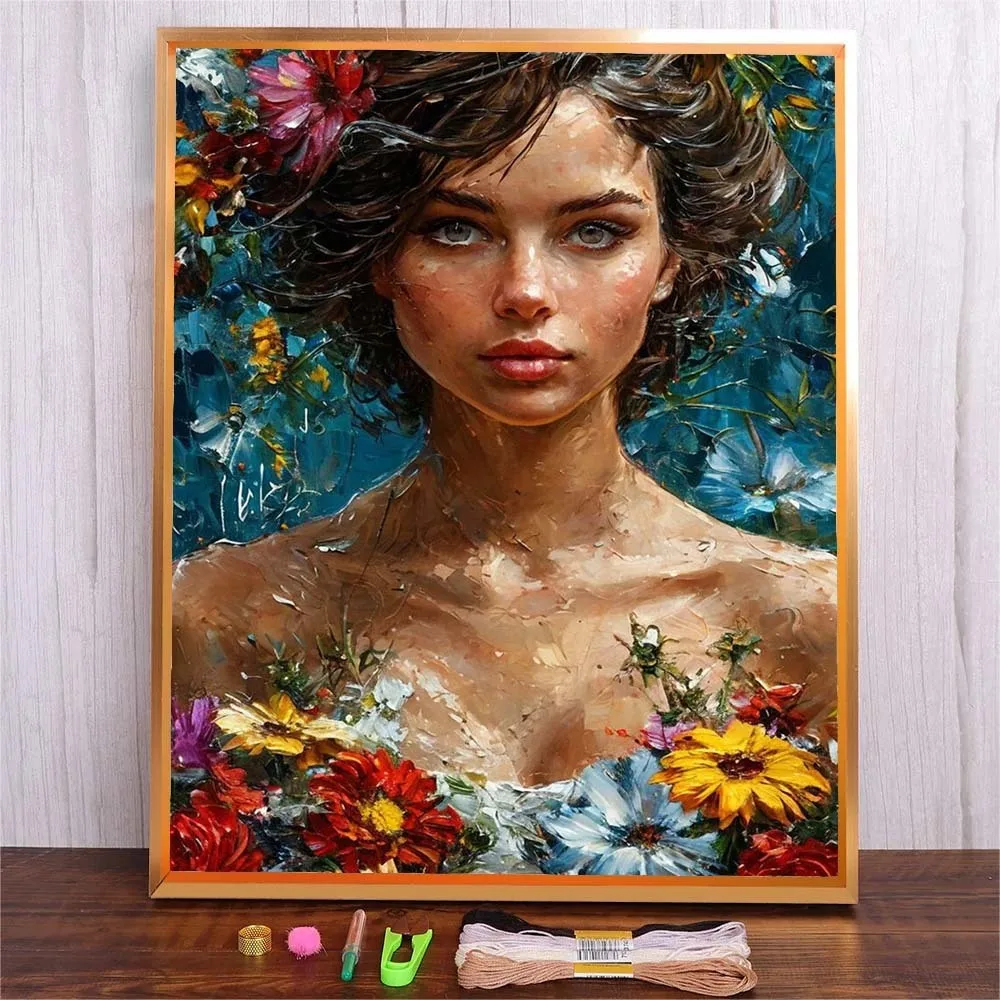 Full Pattern Cross Stitch Kit Color DMC Threads Set 14ct 11ct Flowers Women Printed Cloth Canvas Embroidery Needlework Crafts
Full Pattern Cross Stitch Kit Color DMC Threads Set 14ct 11ct Flowers Women Printed Cloth Canvas Embroidery Needlework Crafts