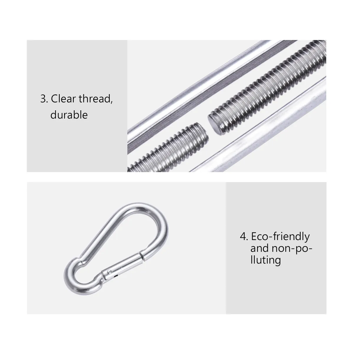 8Pcs Stainless Steel Adjustable Turnbuckle Shade Sail Installation Kit for Triangle Rectangular Sun Shade Sail Easy Setup
8Pcs Stainless Steel Adjustable Turnbuckle Shade Sail Installation Kit for Triangle Rectangular Sun Shade Sail Easy Setup