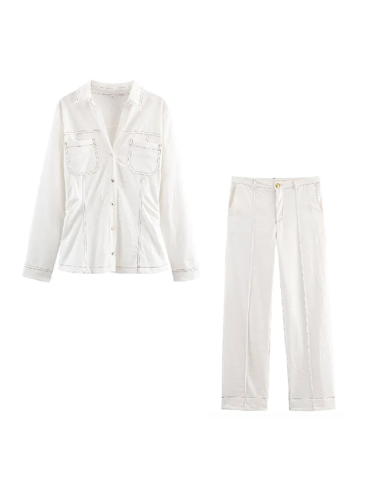 HH Women Lapel Long Sleeves Single-breasted Slim Denim Shirt+Chic Button Zipper Pocket Flared Pants Autumn Solid 2-Piece Set
HH Women Lapel Long Sleeves Single-breasted Slim Denim Shirt+Chic Button Zipper Pocket Flared Pants Autumn Solid 2-Piece Set