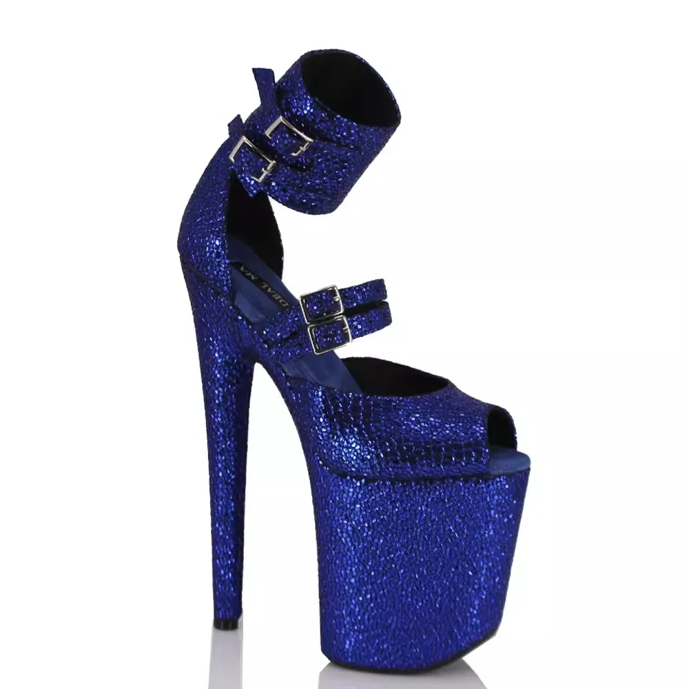 20CM pole dance shoes, high heels, high-end fashion, royal blue stage show women sandals
20CM pole dance shoes, high heels, high-end fashion, royal blue stage show women sandals