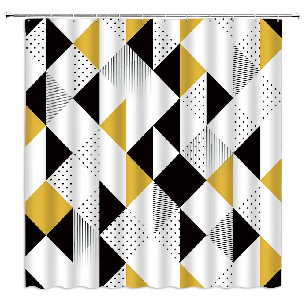 Yellow Geometric Shower Curtain Yellow Triangle Polka Dot Stripes Modern Cute Colorful Geometry White Black Fabric Bath Curtains
Yellow Geometric Shower Curtain Yellow Triangle Polka Dot Stripes Modern Cute Colorful Geometry White Black Fabric Bath Curtains
