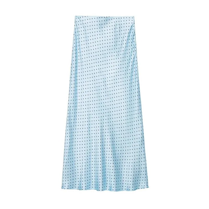 ZHIO Women Fashion Satin Blue Dot Printed Straight Midi Skirt Vintage Mid Elastic Waist Female Chic Lady Skirts
ZHIO Women Fashion Satin Blue Dot Printed Straight Midi Skirt Vintage Mid Elastic Waist Female Chic Lady Skirts