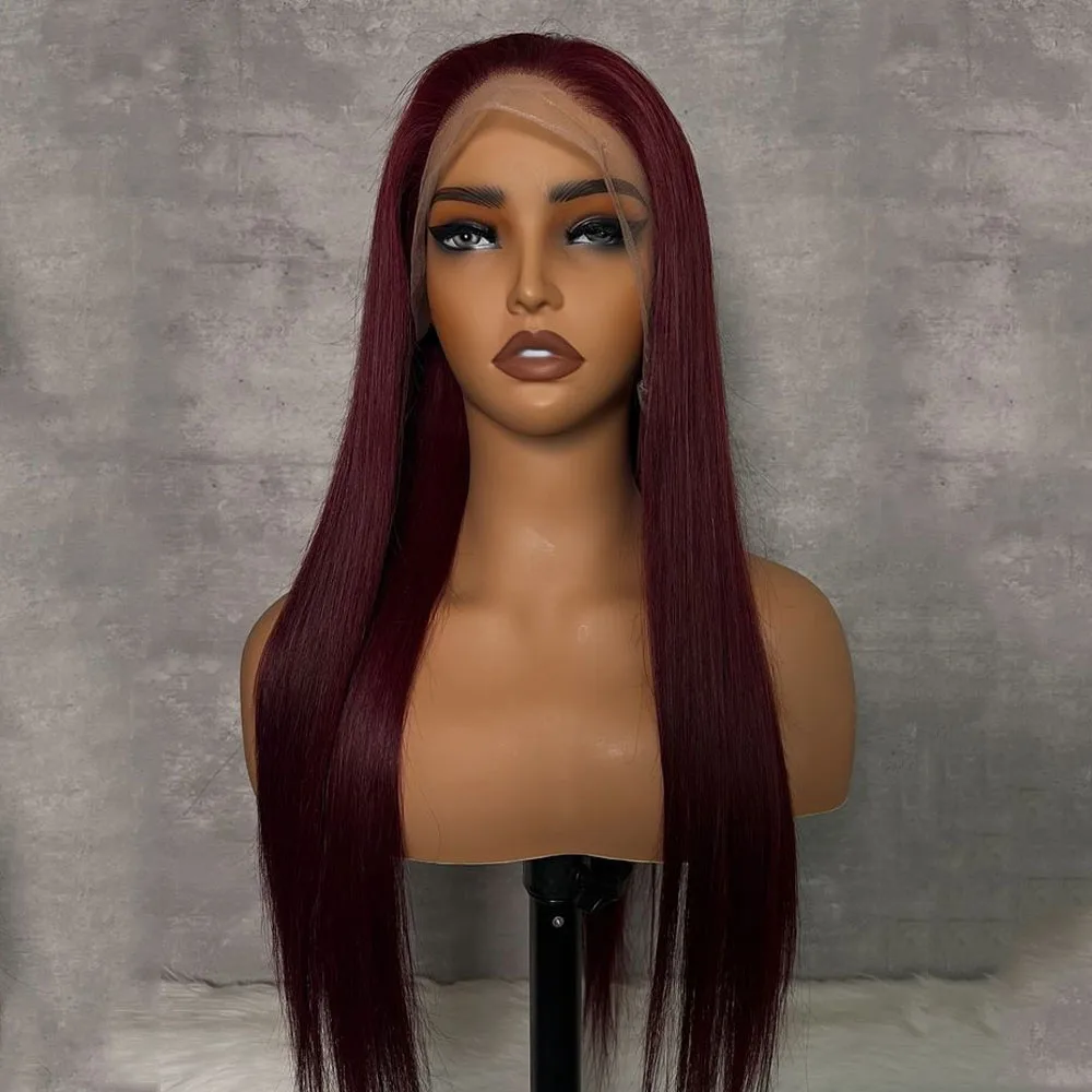 99j 26-дюймовый бордовый синтетический парик плотности 180 13*4*1 на шнуровке, шелковистый прямой длинный для женщин, детские волосы, предварительно выщипанные, бесклеевые 
99j 26-дюймовый бордовый синтетический парик плотности 180 13*4*1 на шнуровке, шелковистый прямой длинный для женщин, детские волосы, предварительно выщипанные, бесклеевые