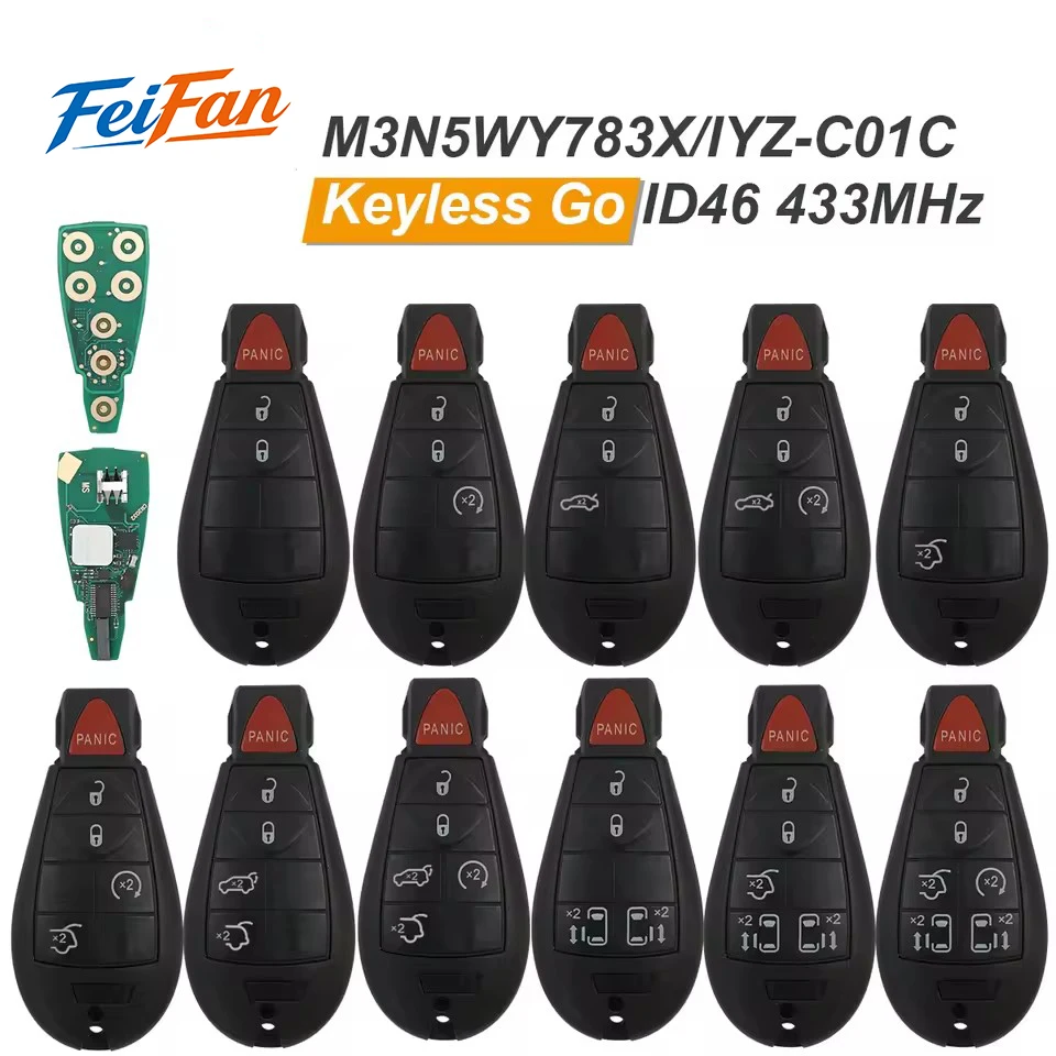 FeiFan World Car Remote Control Key For Chrysler Town & Country Jeep Dodge M3N5WY783X/IYZ-C01C ID46 Chip 433MHz Keyless Card
FeiFan World Car Remote Control Key For Chrysler Town & Country Jeep Dodge M3N5WY783X/IYZ-C01C ID46 Chip 433MHz Keyless Card