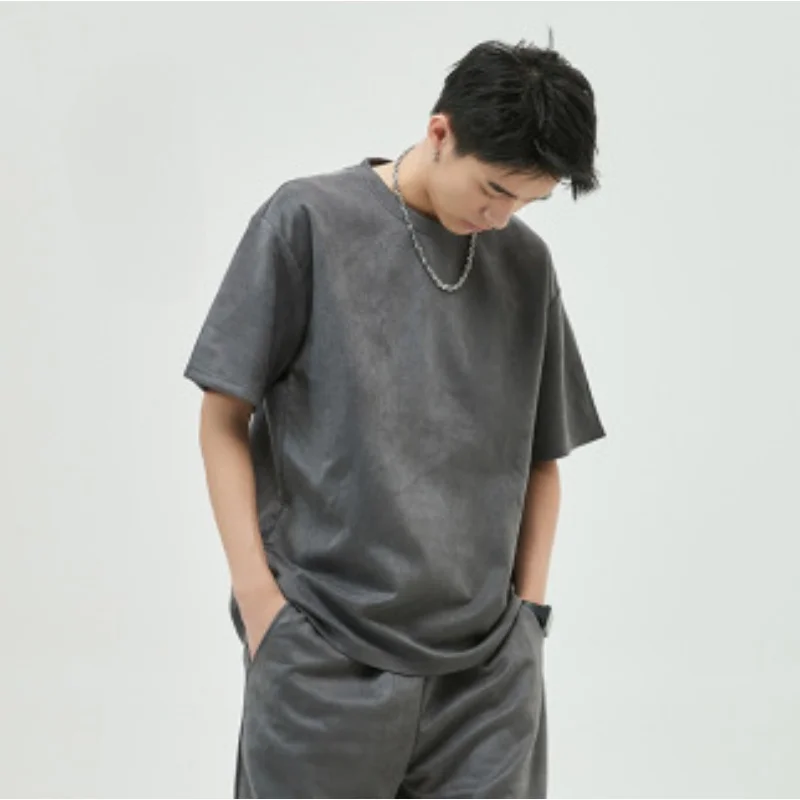 Suede Short-sleeved T-shirt Men's Summer Trend Youth Versatile Comfortable Simple Casual Solid Color Round Neck Pullover T-shirt
Suede Short-sleeved T-shirt Men's Summer Trend Youth Versatile Comfortable Simple Casual Solid Color Round Neck Pullover T-shirt