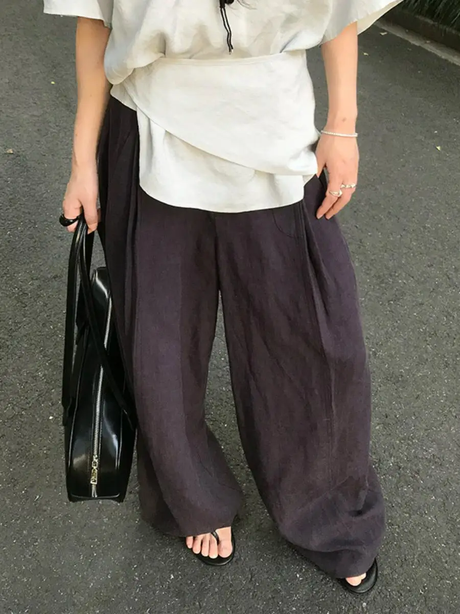 High Waist Wide Leg Pants Women's Linen Drapey Folded Loose Slim Straight Floor-Length Casual Trousers Summer Season
High Waist Wide Leg Pants Women's Linen Drapey Folded Loose Slim Straight Floor-Length Casual Trousers Summer Season