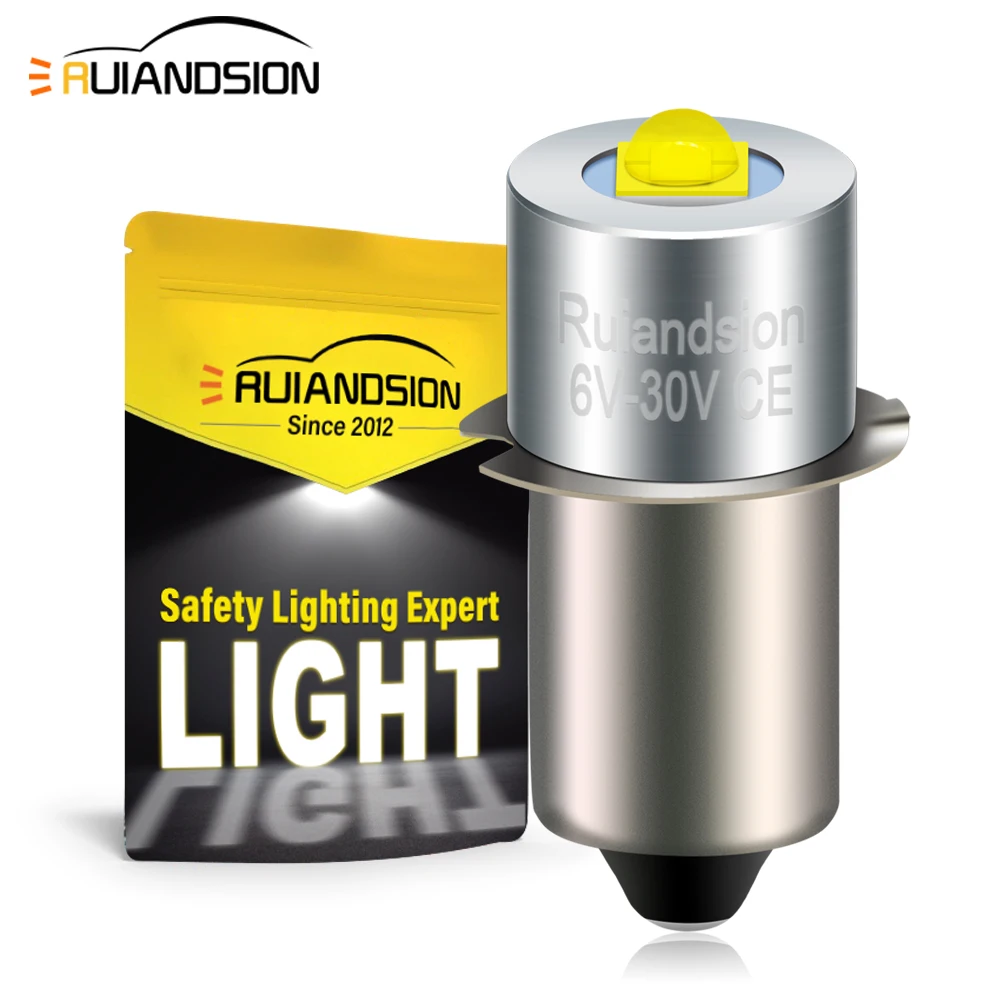 RUIANDSION P13.5S 3W LED Upgrade Bulbs White Maglite Flashlight 6500K 3W DC 0.7-3.2V 6V-30V Replacement Bulbs Torches Work Lamp
RUIANDSION P13.5S 3W LED Upgrade Bulbs White Maglite Flashlight 6500K 3W DC 0.7-3.2V 6V-30V Replacement Bulbs Torches Work Lamp