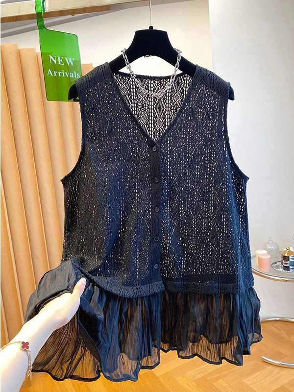 plus Size Casual V-Neck Sleeveless Women's Top Summer Loose Inner Vest Short Skirt Hollow out Design Breathable Comfortable
plus Size Casual V-Neck Sleeveless Women's Top Summer Loose Inner Vest Short Skirt Hollow out Design Breathable Comfortable