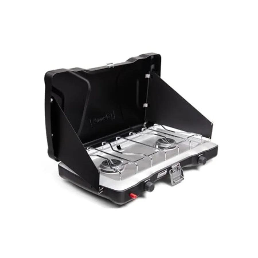 Camping stove with Triton+ 2-burner propane design, stainless steel gray finish, InstaStart ignition and wind guards for reliab
Camping stove with Triton+ 2-burner propane design, stainless steel gray finish, InstaStart ignition and wind guards for reliab