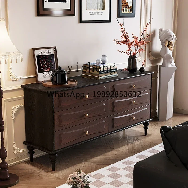 DF retro solid wood bucket drawer cabinet living room TV cabinet entrance cabinet American black dining side locker
DF retro solid wood bucket drawer cabinet living room TV cabinet entrance cabinet American black dining side locker