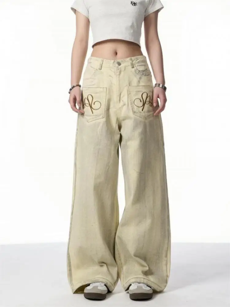 Trendy Distressed Reverse Jeans for Women Dirty Dye Washed Wide Leg Pants High Street Style Loose Straight Leg Denim
Trendy Distressed Reverse Jeans for Women Dirty Dye Washed Wide Leg Pants High Street Style Loose Straight Leg Denim