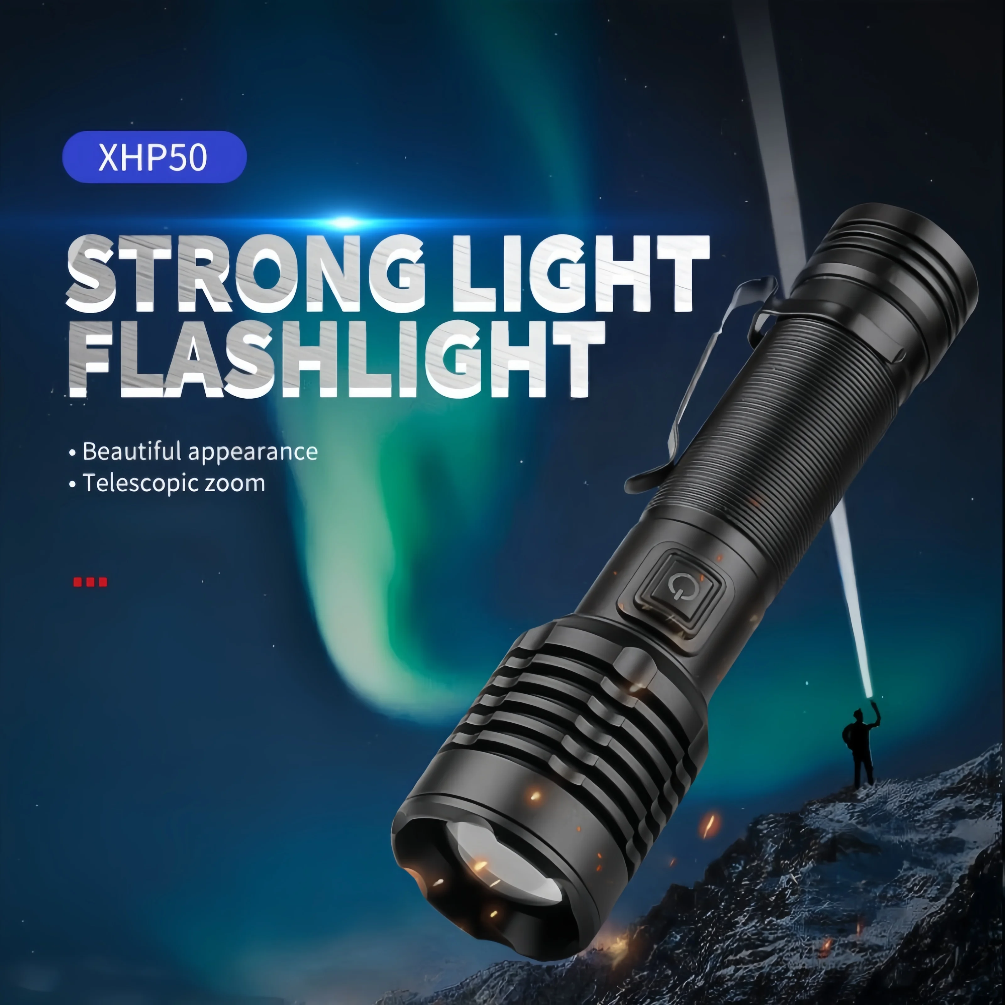 New Aluminum alloy XHP50 High-Power Zoom Flashlight TYPE-C Lightweight with Pen Clip Charging Compact Multi-Function Flashlight
New Aluminum alloy XHP50 High-Power Zoom Flashlight TYPE-C Lightweight with Pen Clip Charging Compact Multi-Function Flashlight