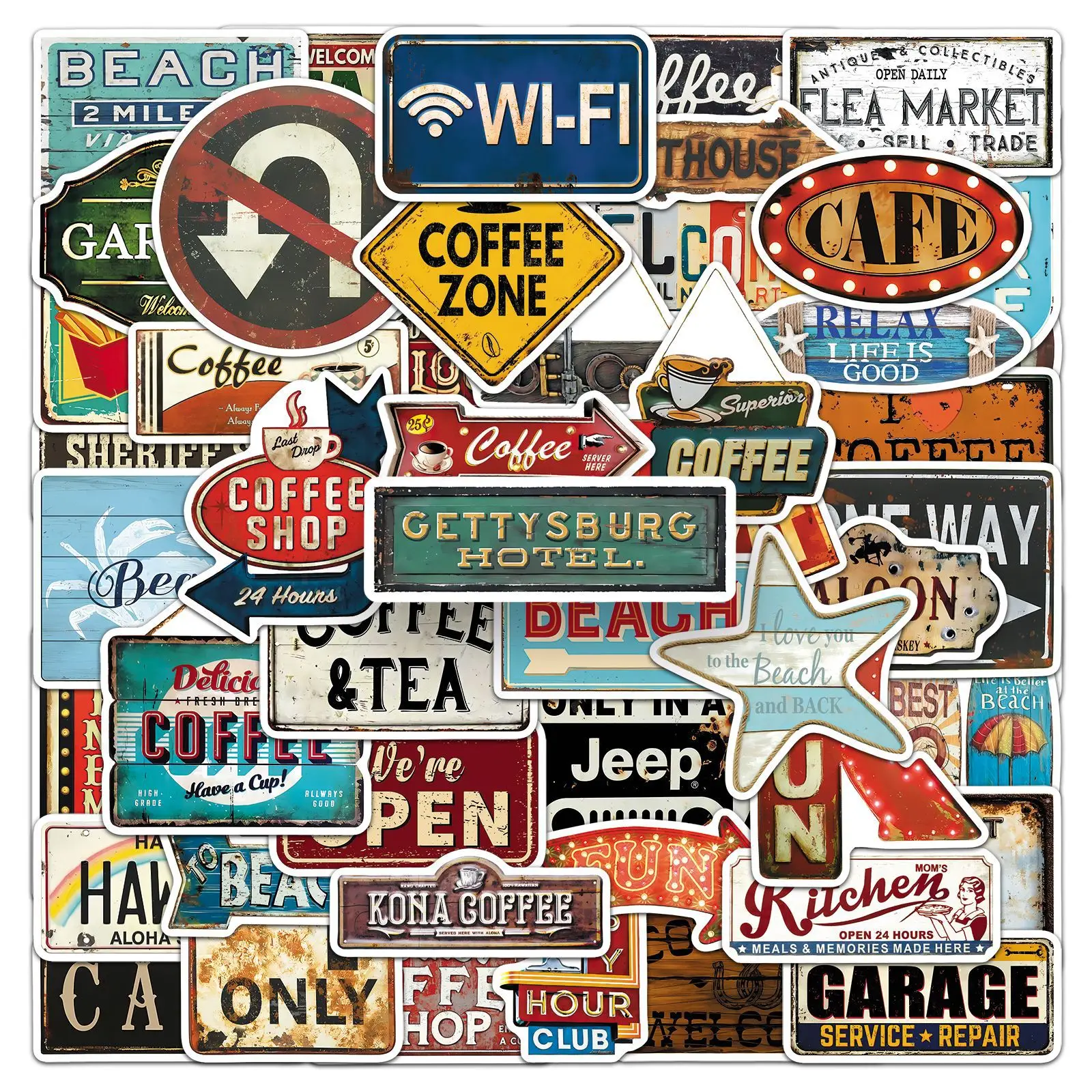 50-Pack Vintage Signage Decal Stickers Waterproof Decorative Decals for Phones Tablets Guitars Notes Stationery Retro Style
50-Pack Vintage Signage Decal Stickers Waterproof Decorative Decals for Phones Tablets Guitars Notes Stationery Retro Style