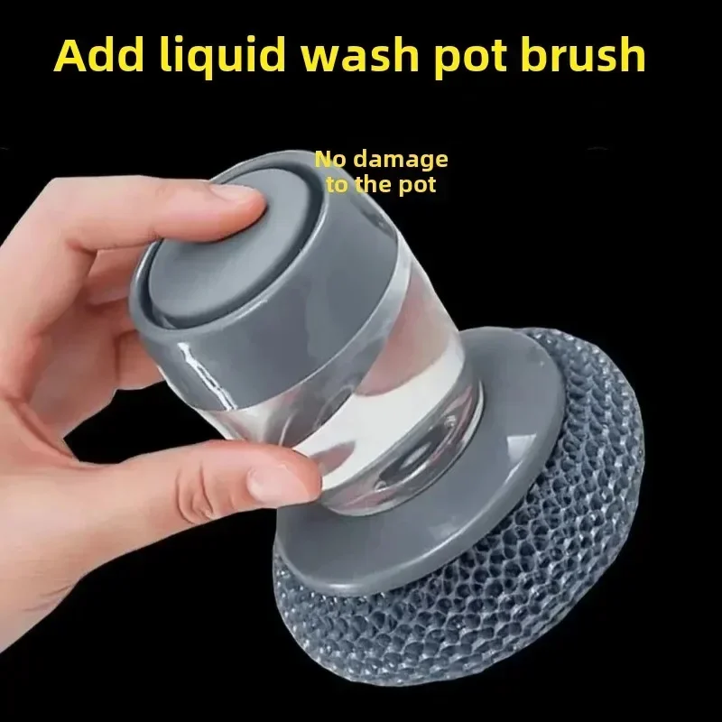 Portable pot washing tool, dish brush with liquid refill, kitchen tool with storage for easy cleaning, washing and scrubbing 
Portable pot washing tool, dish brush with liquid refill, kitchen tool with storage for easy cleaning, washing and scrubbing
