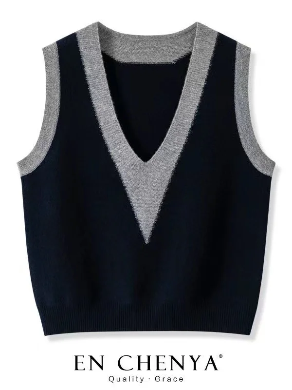 Loose Women's Knitted Vest Large V-Neck Sweater Base Layer Tank Top Commute Style Splice Design Regular Length Pure Color
Loose Women's Knitted Vest Large V-Neck Sweater Base Layer Tank Top Commute Style Splice Design Regular Length Pure Color