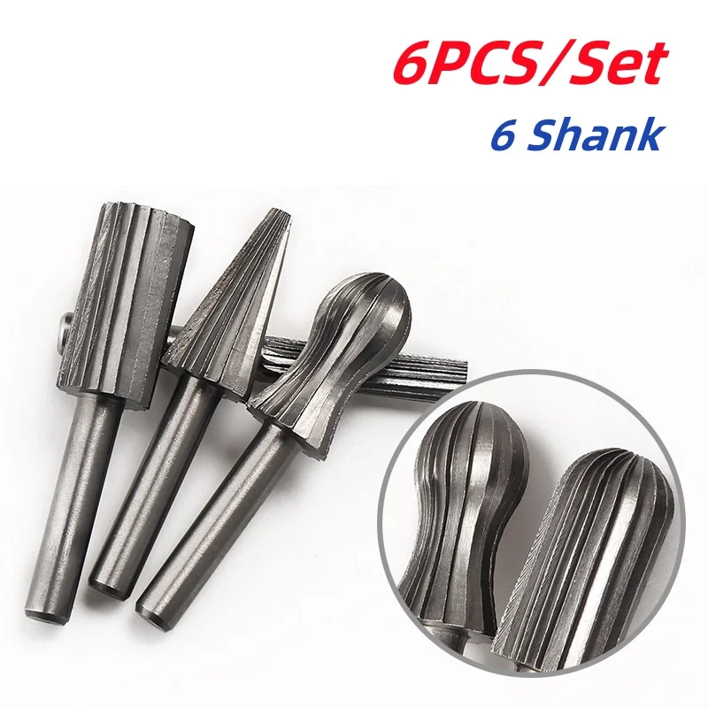 6PCS/Set Carbide Rotary File 6mm Shank Carbon Steel Burr Set Rotary Tool For Woodworking Drilling Metal Carving
6PCS/Set Carbide Rotary File 6mm Shank Carbon Steel Burr Set Rotary Tool For Woodworking Drilling Metal Carving