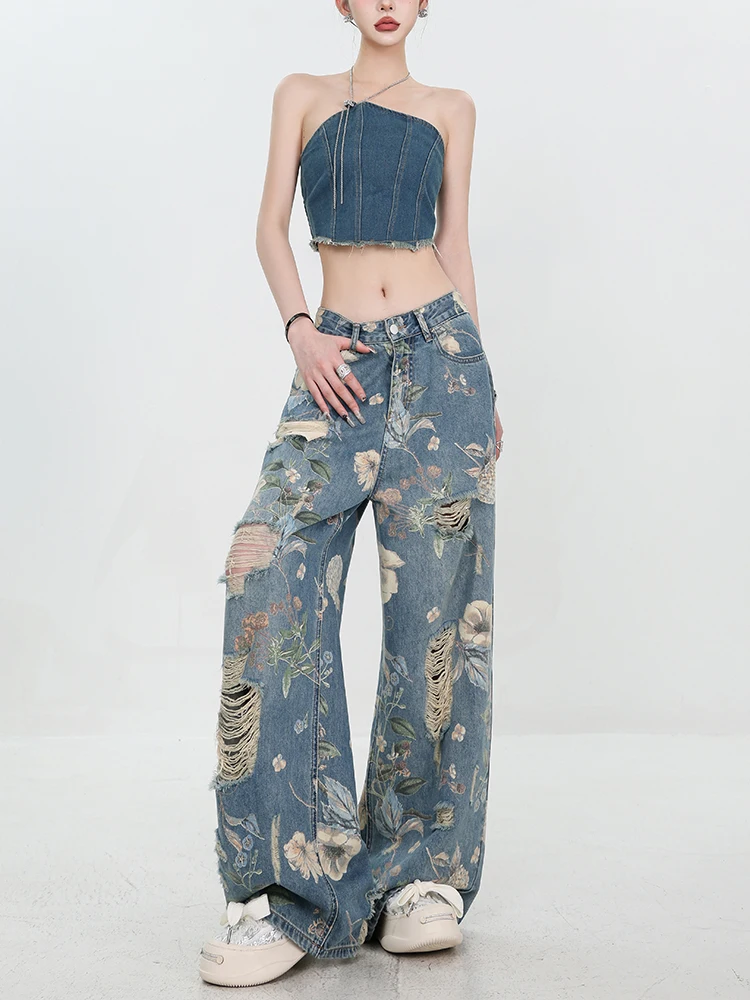 Y2K Vintage Ripped Denim Pants Baggy Streetwear American Retro Printed Jeans High Waist Hip Hop Straight Cowboy Trousers
Y2K Vintage Ripped Denim Pants Baggy Streetwear American Retro Printed Jeans High Waist Hip Hop Straight Cowboy Trousers