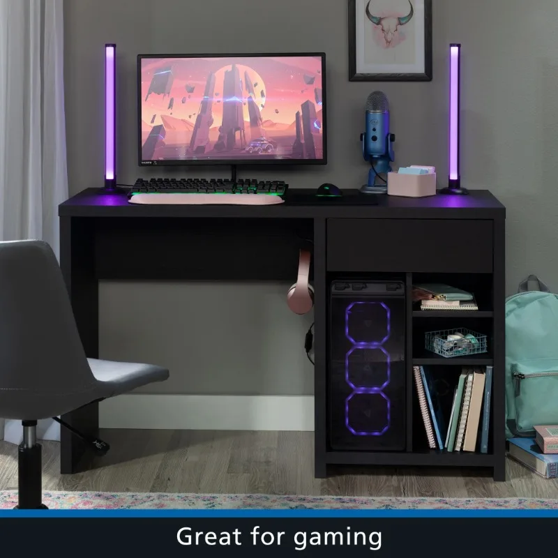 Westley Adjustable Shelf Desk with Gaming Headphone Hook and Cable Management, Black Finish
Westley Adjustable Shelf Desk with Gaming Headphone Hook and Cable Management, Black Finish