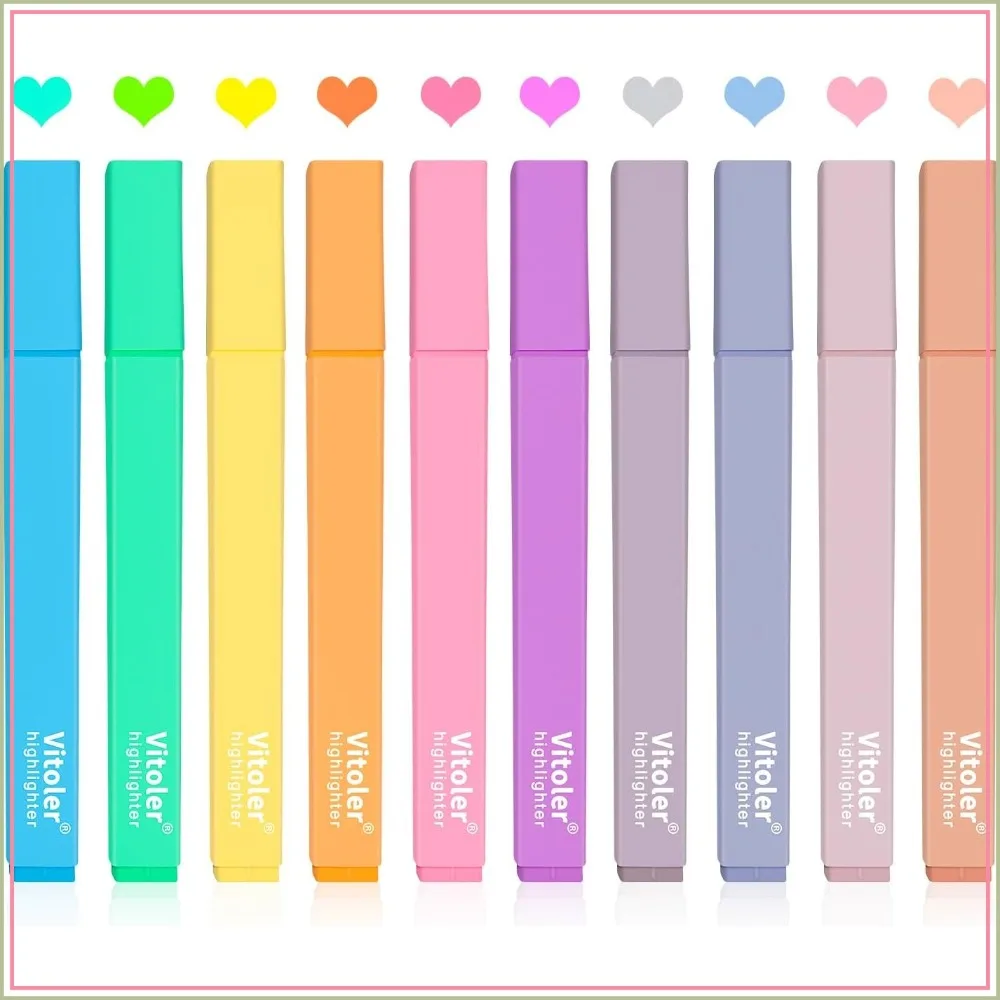 10Pcs Aesthetic Highlighters, Chisel Tip Marker Pens, Assorted Color Candy Highlighters, No Bleed Bible Highlighter, Cute Pastel for Journaling Planner Notes School Supplies
10Pcs Aesthetic Highlighters, Chisel Tip Marker Pens, Assorted Color Candy Highlighters, No Bleed Bible Highlighter, Cute Pastel for Journaling Planner Notes School Supplies