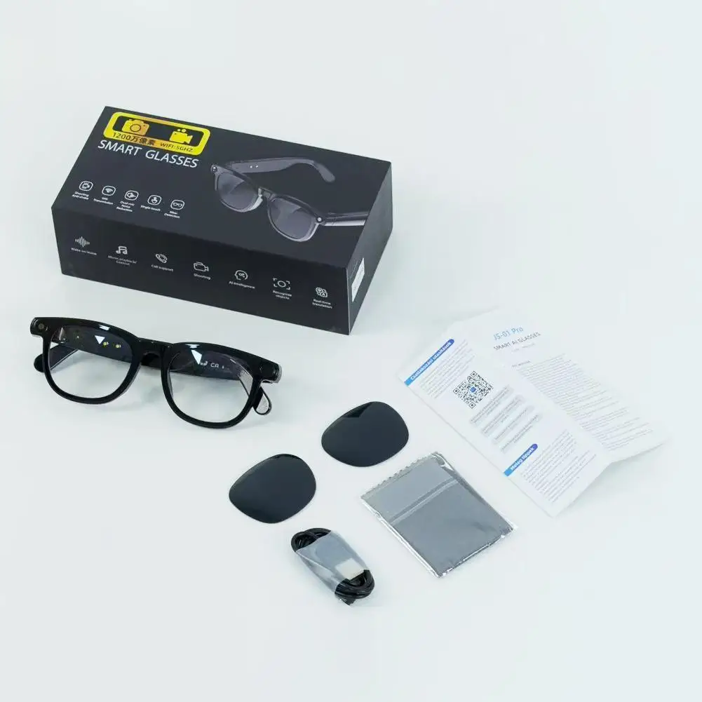 2026 HD AI Smart Glasses 1200w Pixels Camera Bluetooth Call Video Recording Voice Assistant Control Smart Glasses