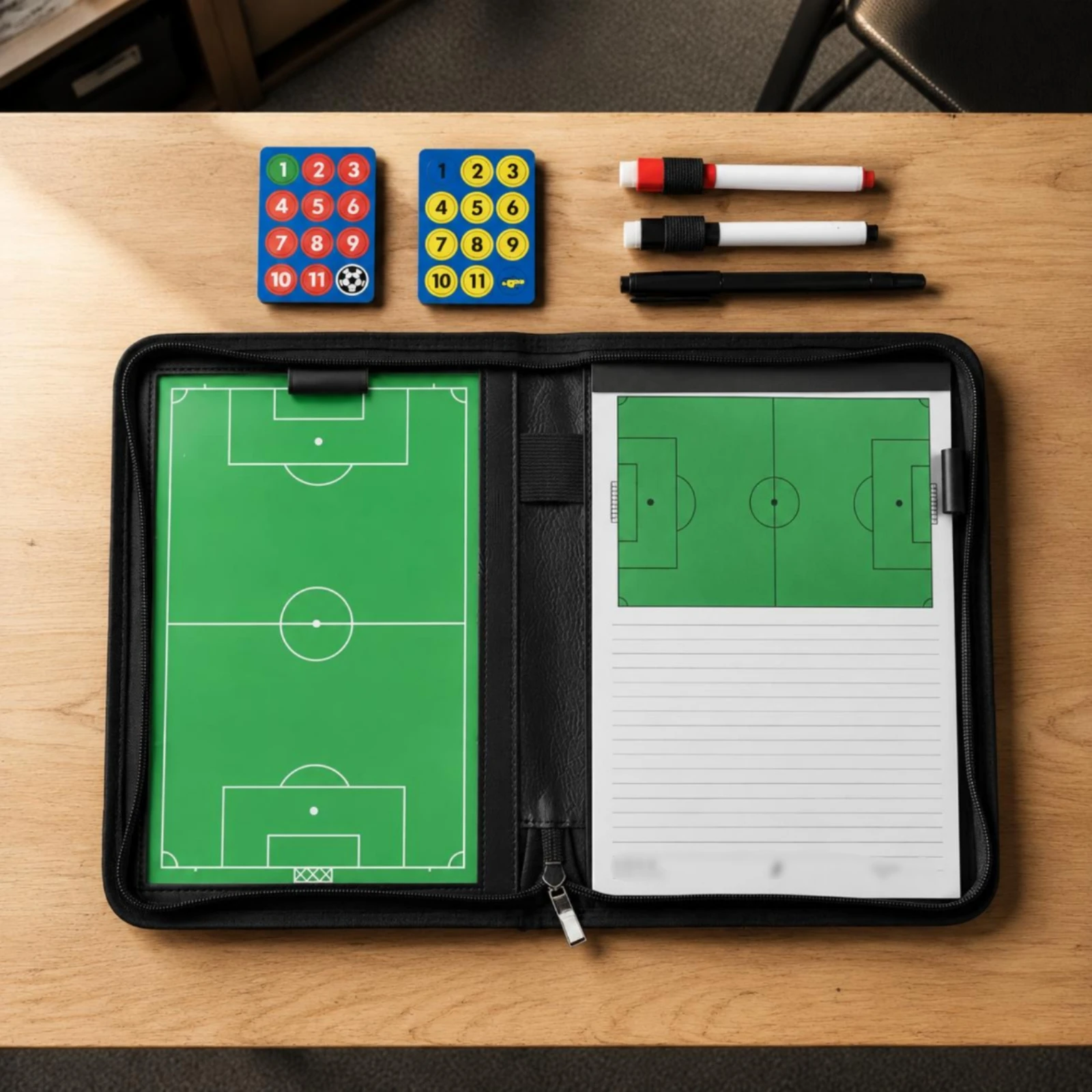 Football Coaching Board Zippered Portable Coach Board Football Notebook Marker Pens Included Sports Training Gear
Football Coaching Board Zippered Portable Coach Board Football Notebook Marker Pens Included Sports Training Gear