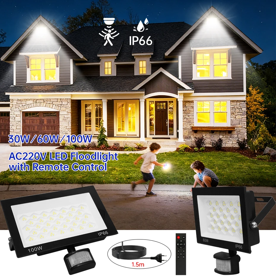 Motion Sensor 220V 30w 60w 100w Led Spotlight Outdoor IP66 with EU AU UK Plug Remote Control Led Flood Light Street Wall Lamp
Motion Sensor 220V 30w 60w 100w Led Spotlight Outdoor IP66 with EU AU UK Plug Remote Control Led Flood Light Street Wall Lamp