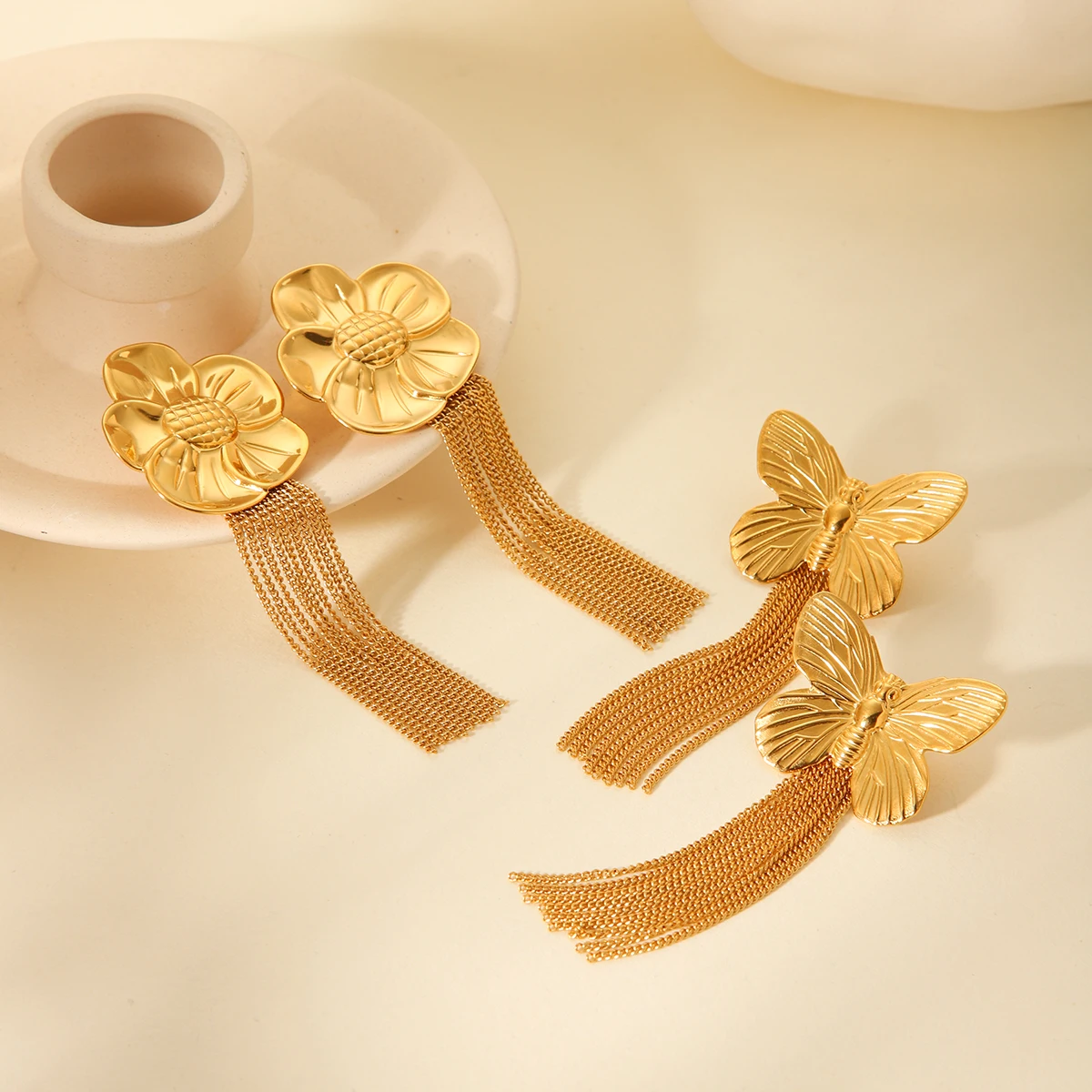 Elegant Flower Butterfly Long Tassel Drop Dangle Earrings Woman Stainless Steel Gold Plated Aesthetic Charm Jewelry Accessories
Elegant Flower Butterfly Long Tassel Drop Dangle Earrings Woman Stainless Steel Gold Plated Aesthetic Charm Jewelry Accessories