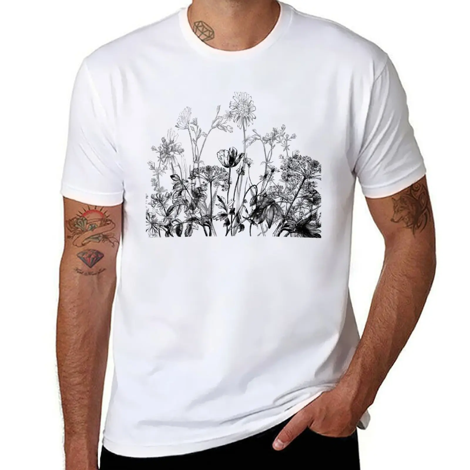 Black White Wild Flowers Botanical Pattern Illustration Vintage T-Shirt anime t shirts summer top oversized t shirt men
Black White Wild Flowers Botanical Pattern Illustration Vintage T-Shirt anime t shirts summer top oversized t shirt men