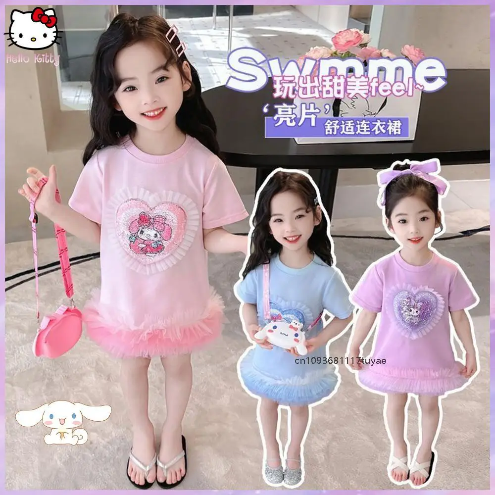 Kawaii Cinnamoroll Kuromi детское платье принцессы с короткими рукавами Sanrio Anime Melody для девочек новое летнее синее хлопковое повседневное платье
Kawaii Cinnamoroll Kuromi детское платье принцессы с короткими рукавами Sanrio Anime Melody для девочек новое летнее синее хлопковое повседневное платье