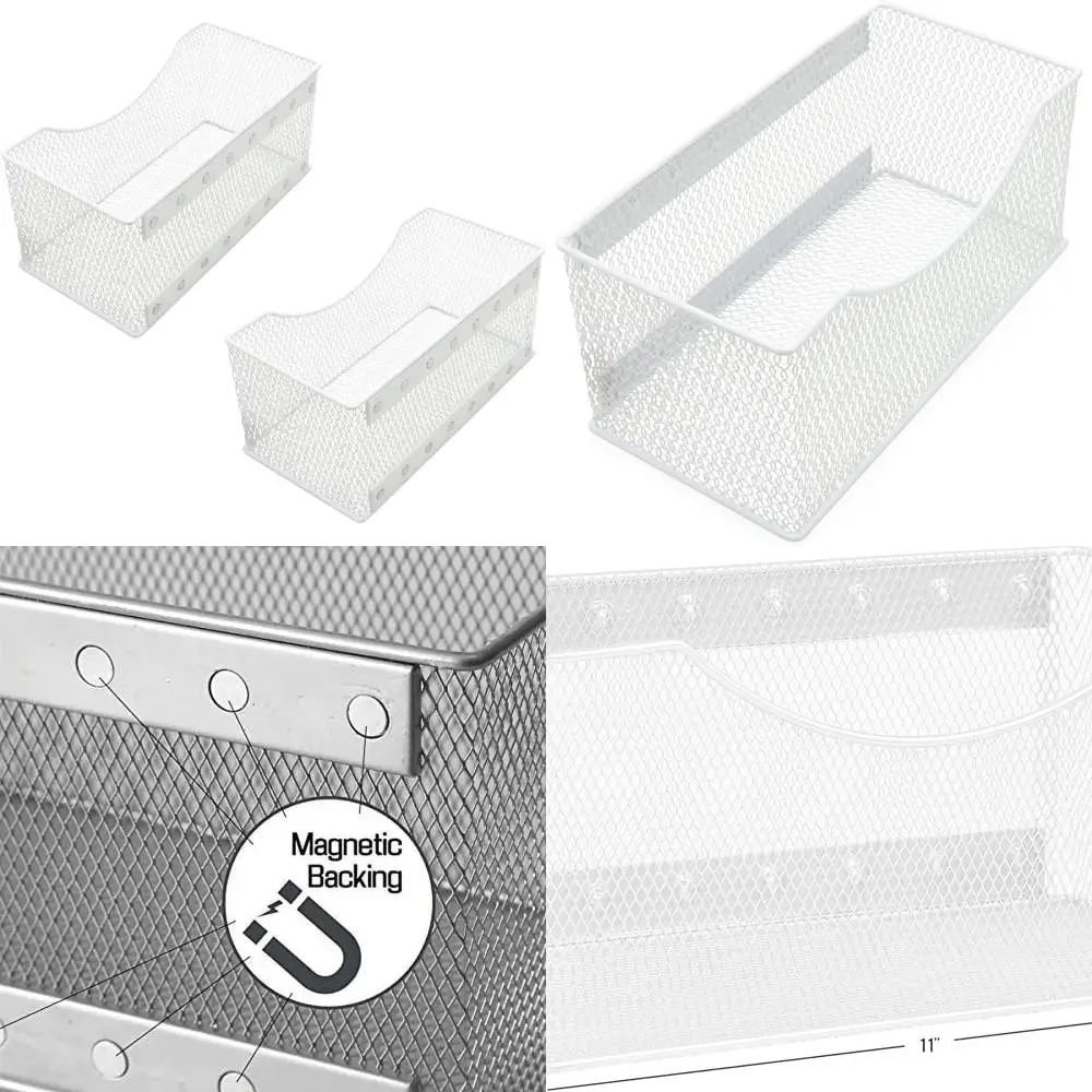 Wire Mesh Magnetic Storage Basket, Large White, 2-Pack, for Refrigerator, Microwave, or Office (Silver)
Wire Mesh Magnetic Storage Basket, Large White, 2-Pack, for Refrigerator, Microwave, or Office (Silver)