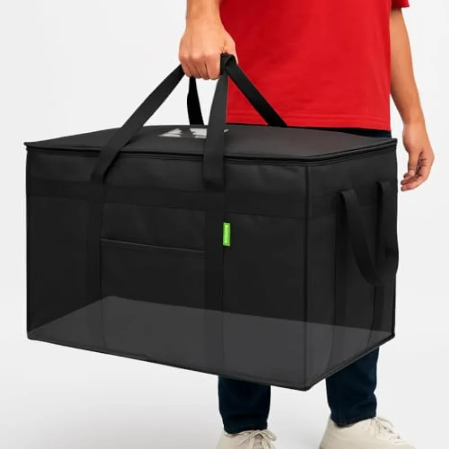 Insulated Food Delivery Bag with Included Baseboard Heavy-Duty Thermal XXXL Cold/Hot Lunch Warmer for Delivery Drivers Reusable
Insulated Food Delivery Bag with Included Baseboard Heavy-Duty Thermal XXXL Cold/Hot Lunch Warmer for Delivery Drivers Reusable