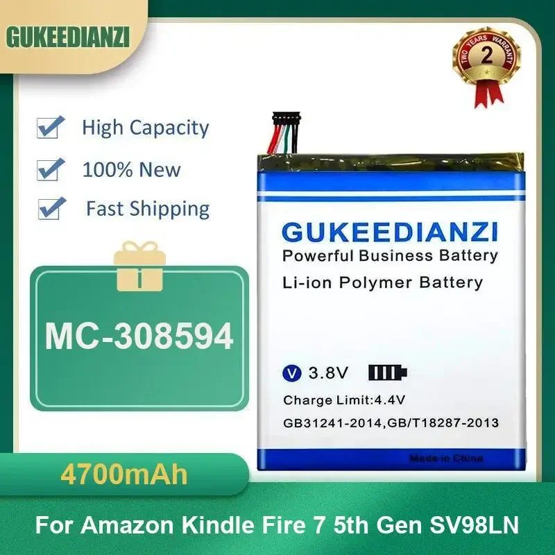 Аккумулятор для планшета MC-308594 4700 мАч для Amazon Kindle Fire 7, 5-го поколения SV98LN, высокая емкость
Аккумулятор для планшета MC-308594 4700 мАч для Amazon Kindle Fire 7, 5-го поколения SV98LN, высокая емкость