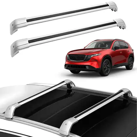ルーフラッククロスバーは、2026年新型マツダCX-5 CX5に適合します。アルミ製でロック可能な荷物運搬レール、黒色、高耐久性。