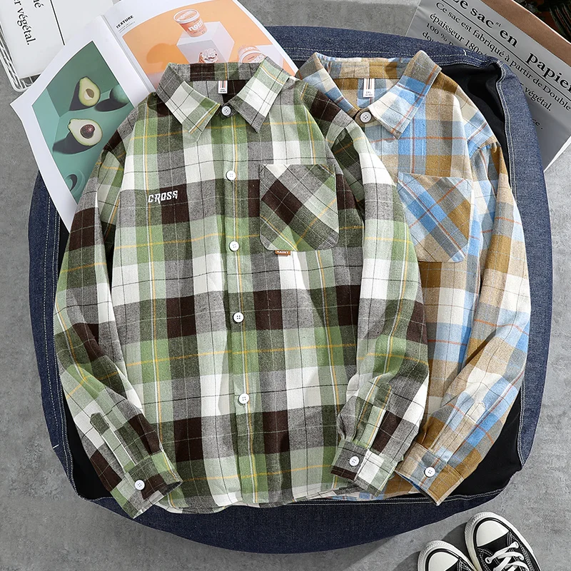 Men's Shirt Autumn Comfortable Trendy Plaid Long Sleeve Shirt Spring and Autumn Hong Kong Fashion Day Ruffian Handsome Shirt
Men's Shirt Autumn Comfortable Trendy Plaid Long Sleeve Shirt Spring and Autumn Hong Kong Fashion Day Ruffian Handsome Shirt