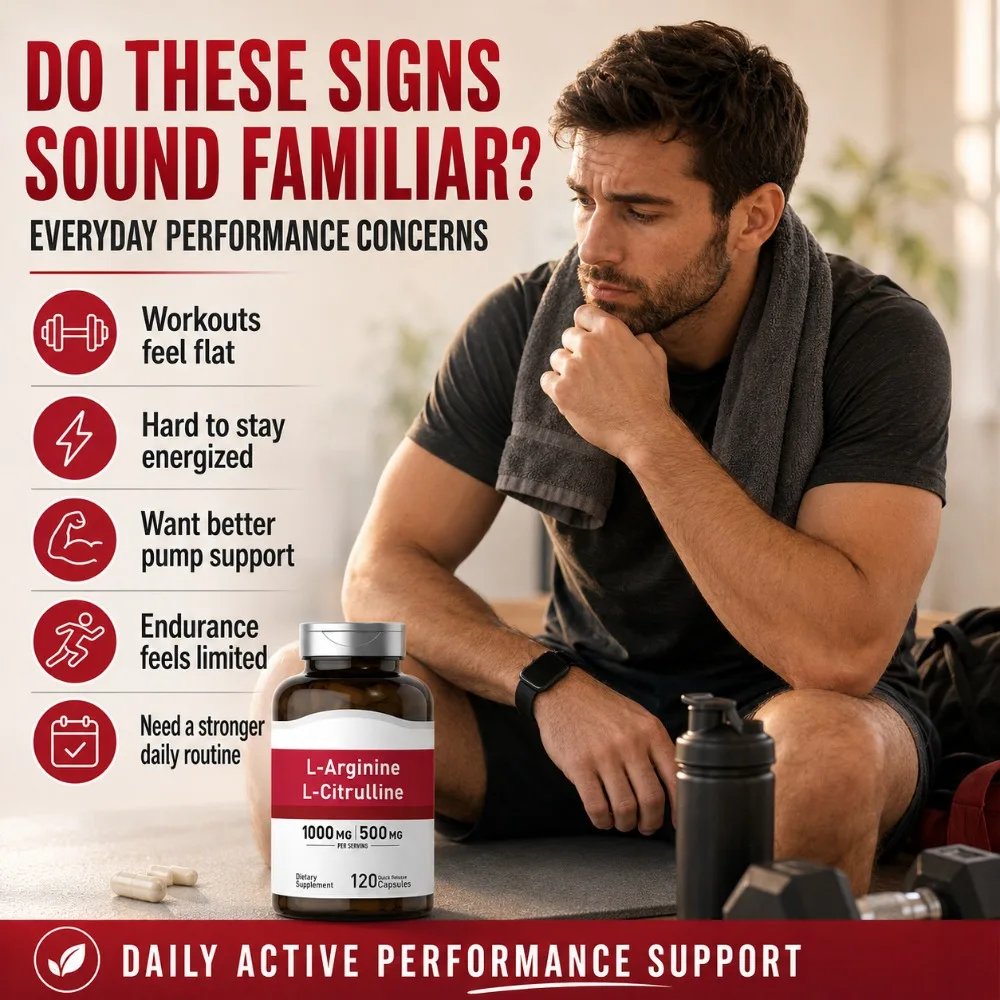 L-Arginine L-Citrulline Capsules 120 Count, 1000mg/500mg Per Serving, Amino Acid Supplement for Pre Workout Fitness Support
L-Arginine L-Citrulline Capsules 120 Count, 1000mg/500mg Per Serving, Amino Acid Supplement for Pre Workout Fitness Support
