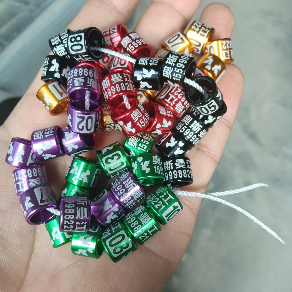 50 Pcs Personalized Aluminum Pigeon Rings - High-Quality Laser Engraved Foot Bands for Racing Homing and Breeder Pigeons
50 Pcs Personalized Aluminum Pigeon Rings - High-Quality Laser Engraved Foot Bands for Racing Homing and Breeder Pigeons