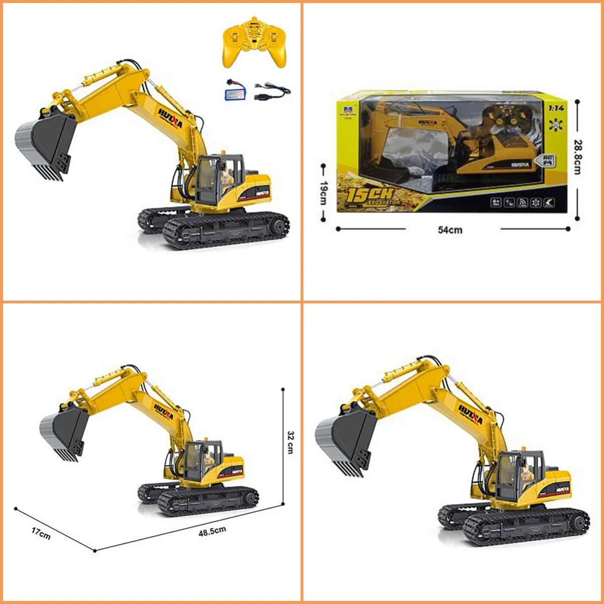 1/14 HUINA 1535 RC Electric Excavator Remote Control Digger 15CH 2.4G Radio Finished Toy Model Battery Sound Light Effects
1/14 HUINA 1535 RC Electric Excavator Remote Control Digger 15CH 2.4G Radio Finished Toy Model Battery Sound Light Effects