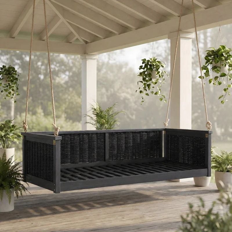 Outdoor Solid Wood Twin Swing Bed with Rattan Frame and Long Ropes for Garden Porch Poolside Backyard – Black
Outdoor Solid Wood Twin Swing Bed with Rattan Frame and Long Ropes for Garden Porch Poolside Backyard – Black