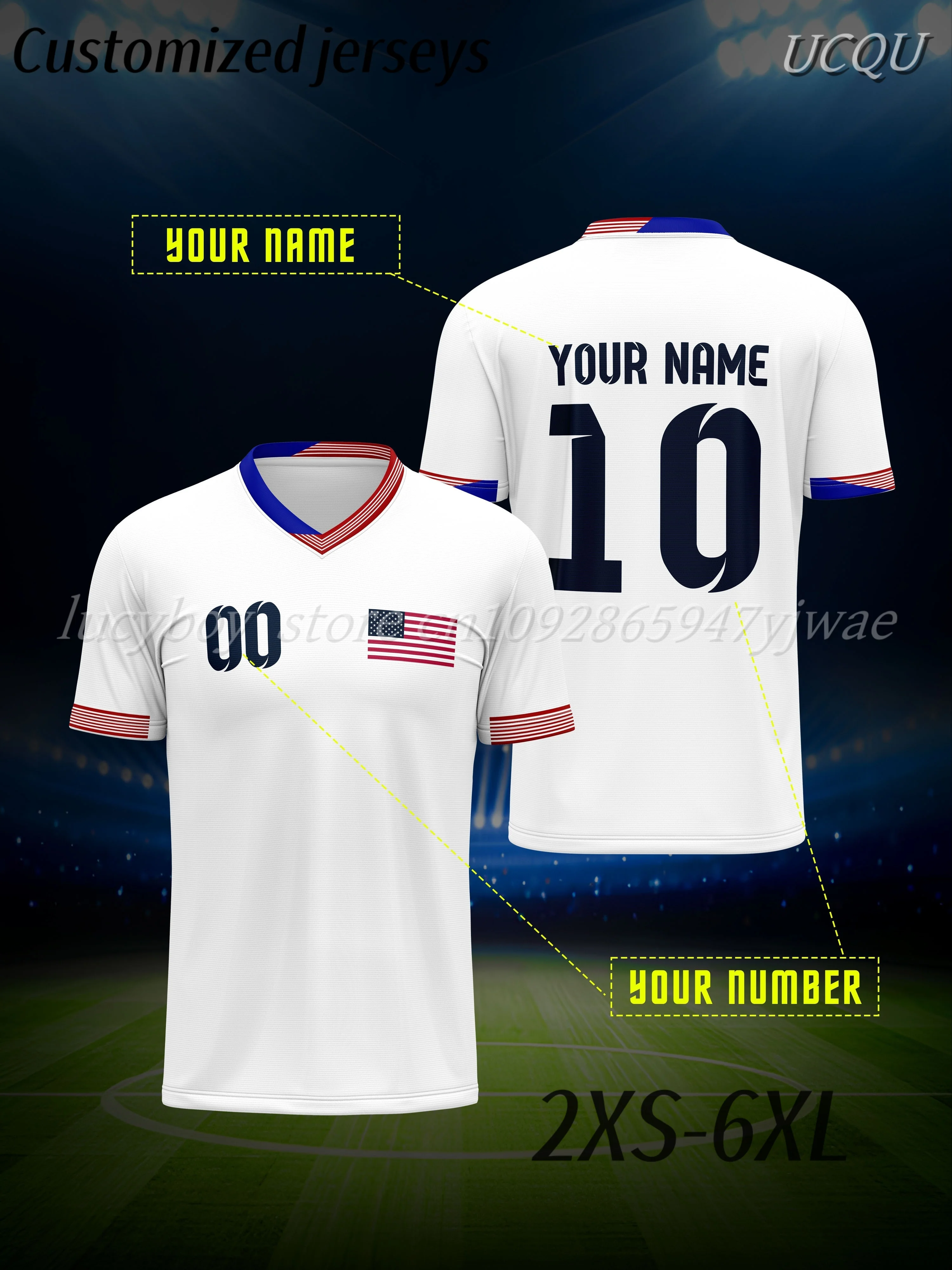 1 Pc Customizable V-Neck Soccer Jersey for Adults Short Sleeve V-neck USA Flag Design for Training And Competition Soccer Jersey
1 Pc Customizable V-Neck Soccer Jersey for Adults Short Sleeve V-neck USA Flag Design for Training And Competition Soccer Jersey