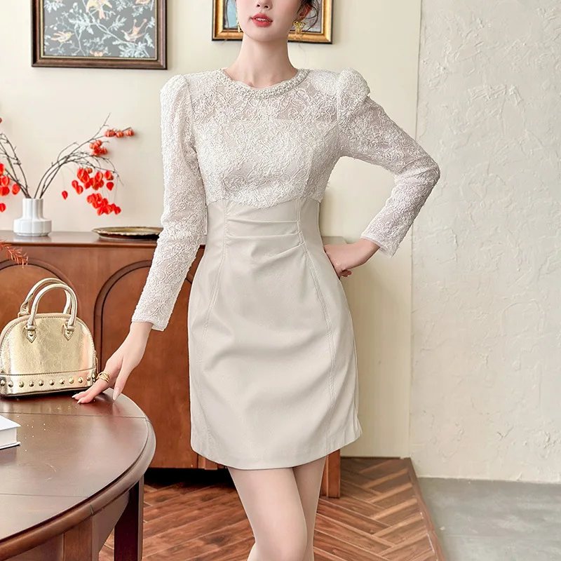 Осень-зима, элегантное платье из искусственной кожи с французской кружевной строчкой, женское модное тонкое винтажное платье для дня рождения, женское платье на бедрах
Осень-зима, элегантное платье из искусственной кожи с французской кружевной строчкой, женское модное тонкое винтажное платье для дня рождения, женское платье на бедрах