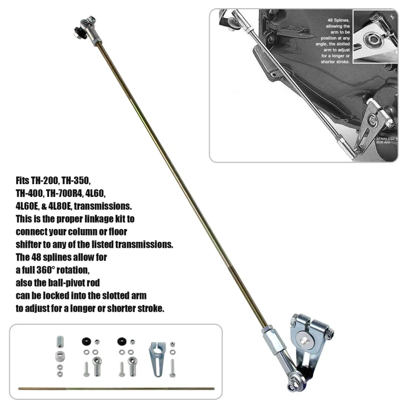 Adjustable Column Shift Linkage GM Transmisson Kit For TH-200 TH-350 TH-400 350 700R4 4L60E 4L80E LS GM Turbo-Hydramatic Silver
Adjustable Column Shift Linkage GM Transmisson Kit For TH-200 TH-350 TH-400 350 700R4 4L60E 4L80E LS GM Turbo-Hydramatic Silver