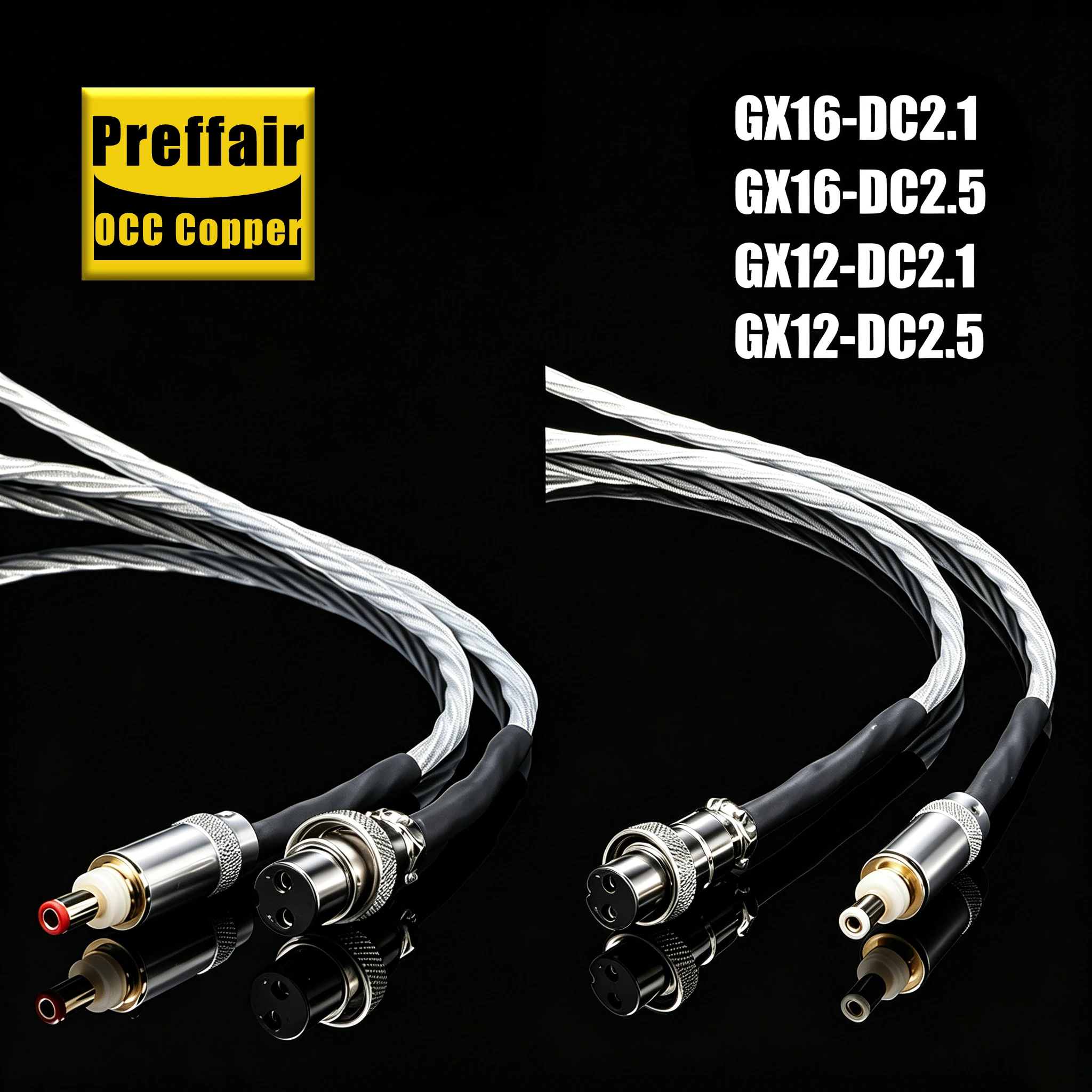 Hifi GX16 /GX12 to DC Cable 2Pin Connector Extension Cable OCC Silver Plated DC2.5MM Phono Amplifier Cable AC/DC Wire
Hifi GX16 /GX12 to DC Cable 2Pin Connector Extension Cable OCC Silver Plated DC2.5MM Phono Amplifier Cable AC/DC Wire