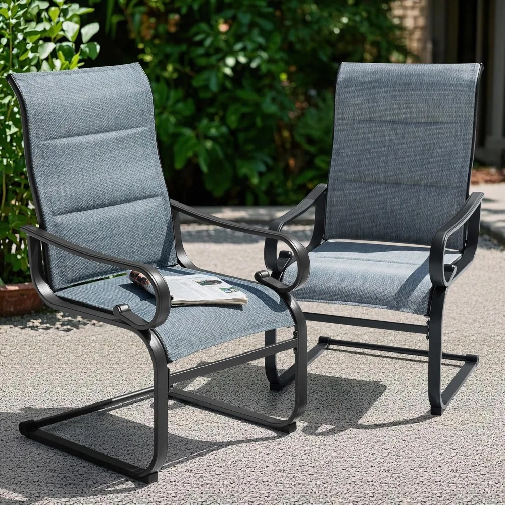 Set of 2 Padded Textilene Patio Dining Chairs C Spring Outdoor Chairs with Curved Armrests Powder Coated Metal, Customized
Set of 2 Padded Textilene Patio Dining Chairs C Spring Outdoor Chairs with Curved Armrests Powder Coated Metal, Customized