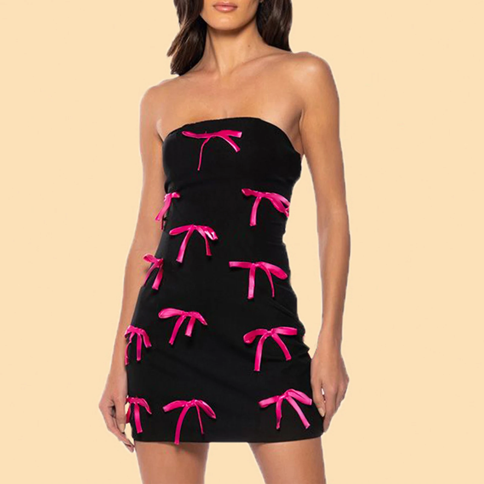 Sexy Strapless Contrast Color Bow Womer Dress Black Backless High Elastic Dress Female Summer Skinny Hot Spil Party Clubwear
Sexy Strapless Contrast Color Bow Womer Dress Black Backless High Elastic Dress Female Summer Skinny Hot Spil Party Clubwear