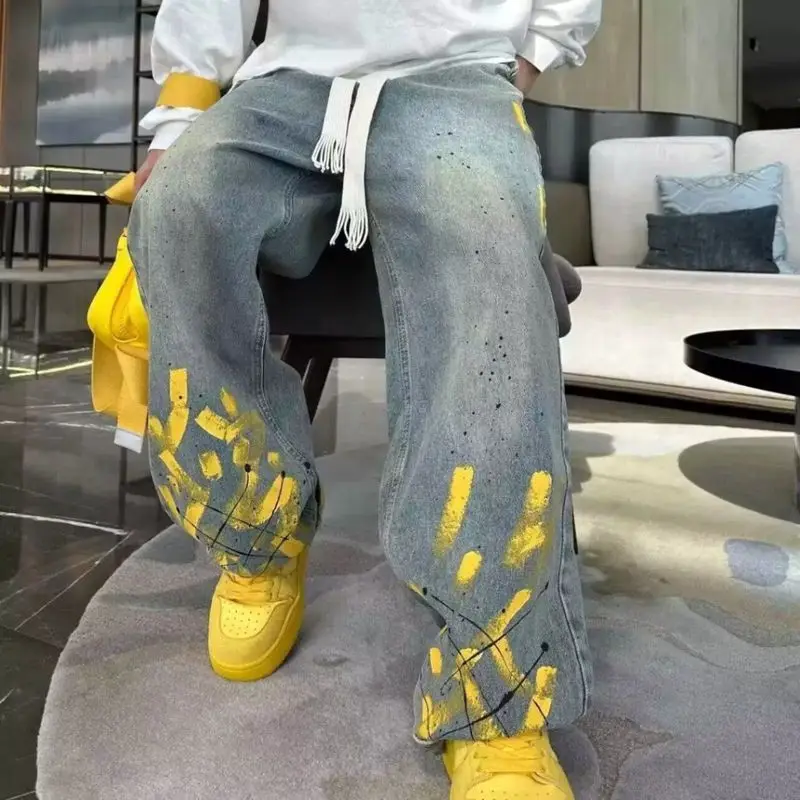 New Washed Jeans Spring Autumn Men Hand-painted Inkjet Print Fashionable and Versatile Old Casual Straight Pants Jeans Print
New Washed Jeans Spring Autumn Men Hand-painted Inkjet Print Fashionable and Versatile Old Casual Straight Pants Jeans Print